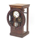 United States of America hardwood daytime register clock with enamel dial and Arabic numerals,