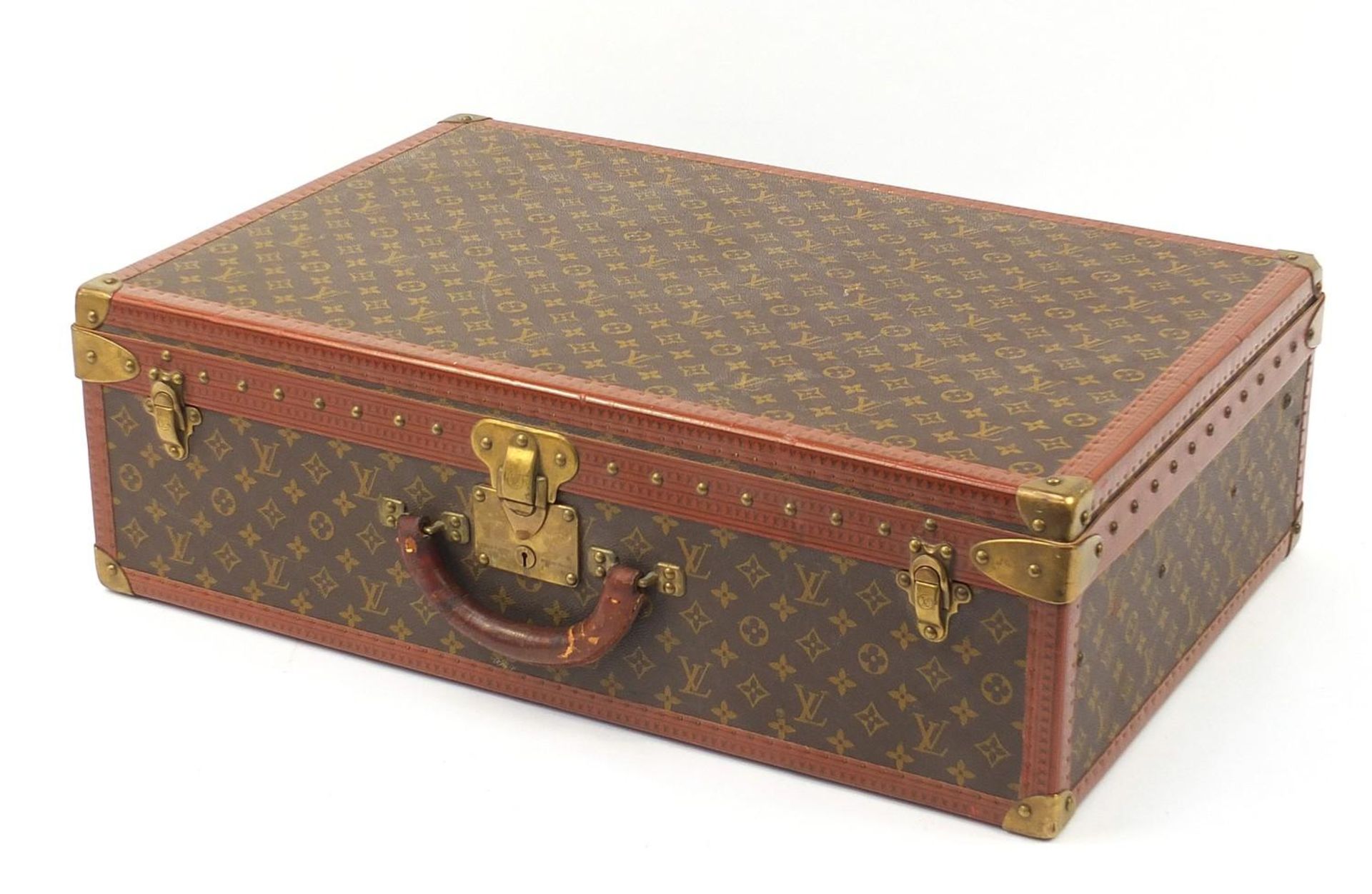 Louis Vuitton, early 20th century suitcase with lift out tray, various impressed marks to the