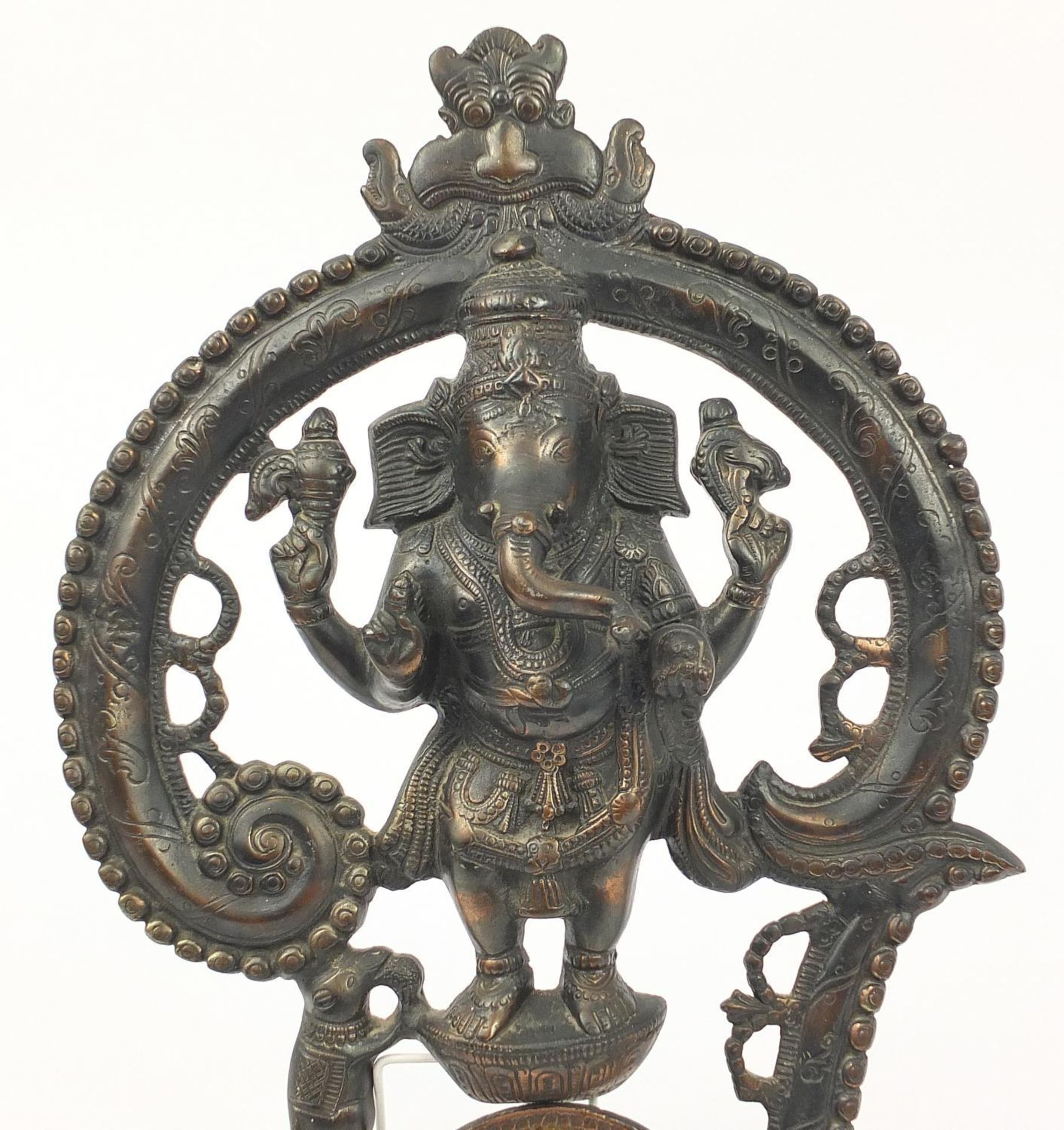 Indian bronze figure of Ganesh and a bronzed metal wall clock, the largest 50cm high : - Bild 2 aus 5