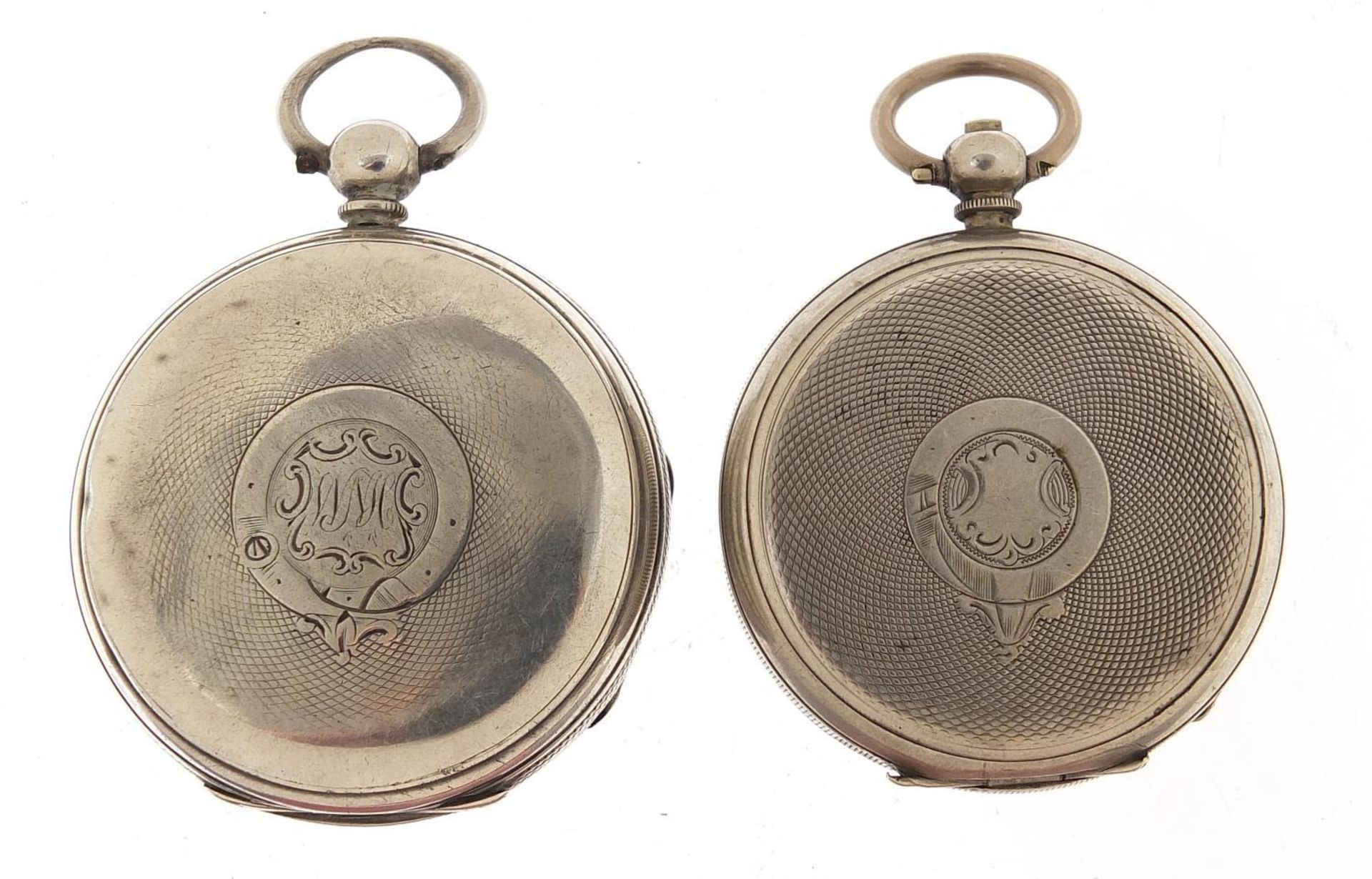 Two gentlemen's silver open face pocket watches, including J Carter with fusée movement, 50mm and - Image 3 of 5