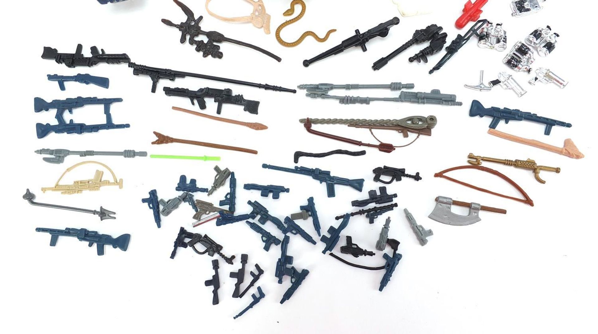 Collection of vintage Star Wars action figure accessories including guns and Ewok glider action - Image 3 of 4