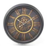 Modernist skeleton design wall clock with Roman numerals, 52cm in diameter :