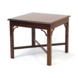Chippendale design mahogany occasional table with X stretcher, 46cm H x 53cm W x 53cm D :