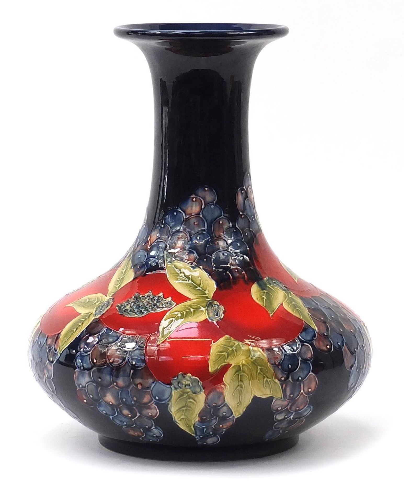 Large William Moorcroft style vase hand painted with a pomegranate, 42cm high :
