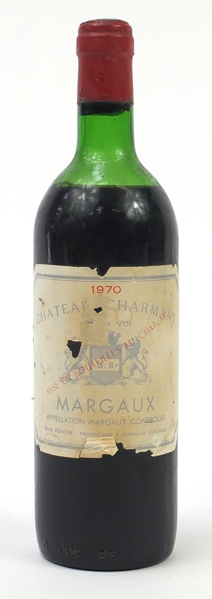 Bottle of 1970 Château Charmant Margaux red wine :
