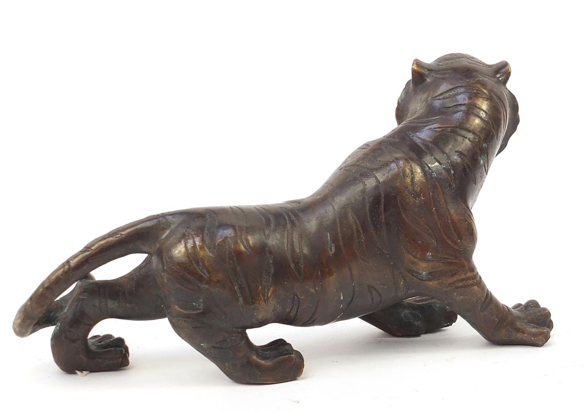 Japanese patinated tiger, 30cm in length : - Image 3 of 5