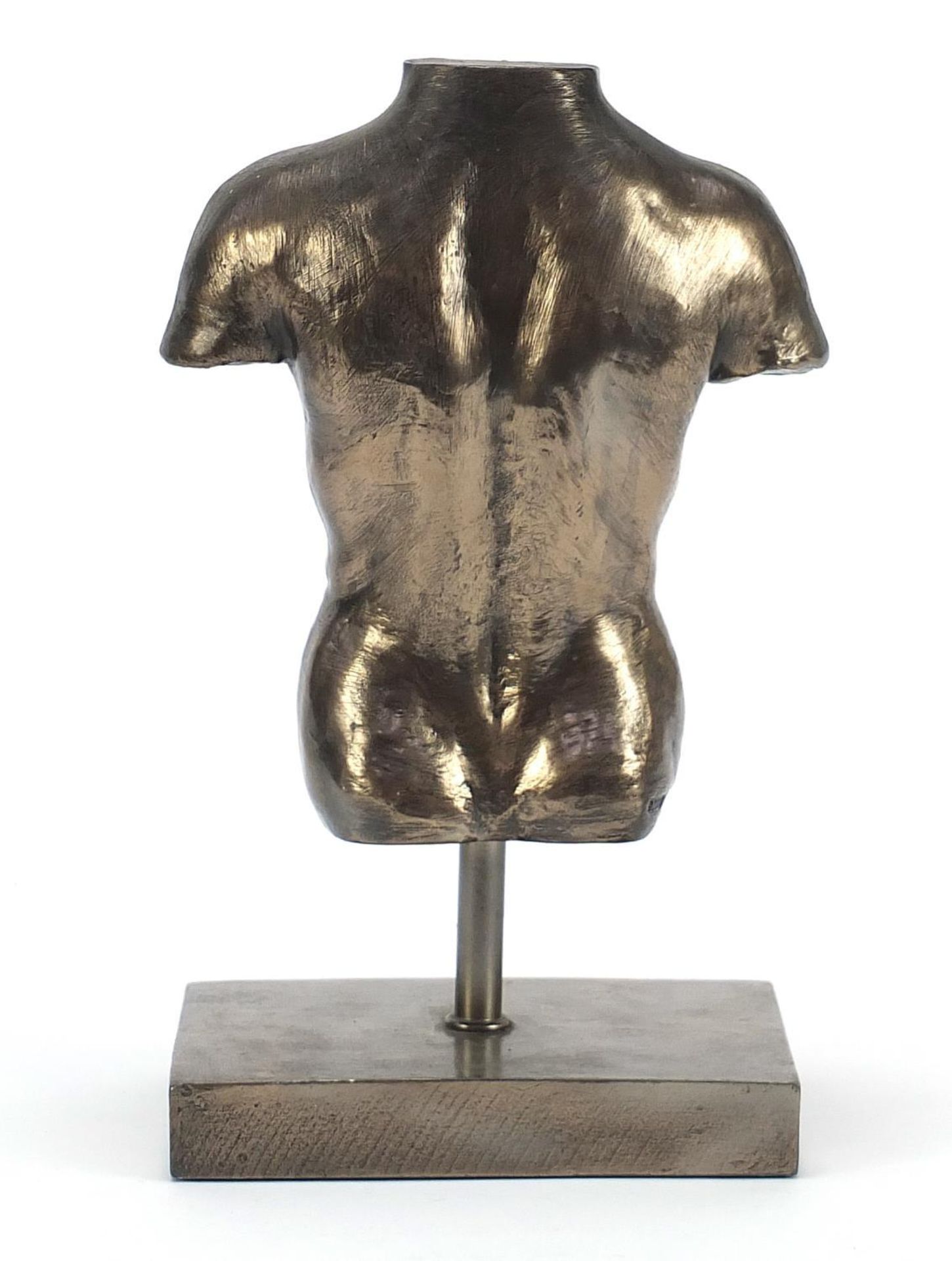 Bronzed sculpture of a male torso, 27cm high : - Image 2 of 4