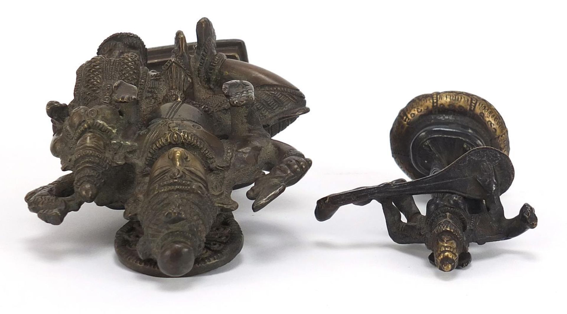 Two Indian patinated bronze votive figures, the largest 16.5cm high : - Image 5 of 6