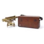Cooke Troughton & Simms brass surveyors level with fitted box and accessories, the instrument 37.5cm