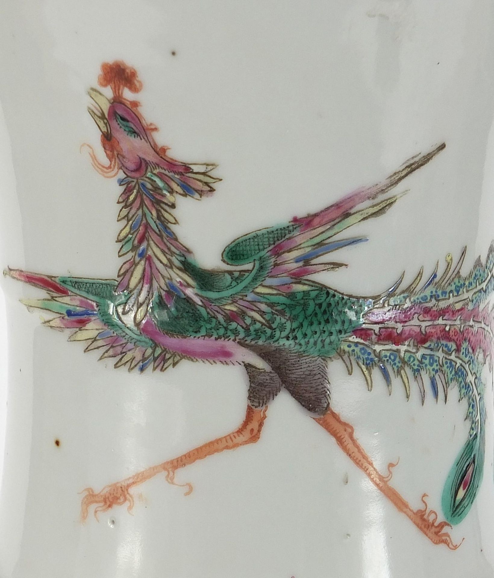 Large Chinese porcelain vase finely hand painted in the famille rose palette with phoenixes - Image 5 of 14