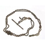Victorian silver watch chain with T bar, 33cm in length, 17.0g :