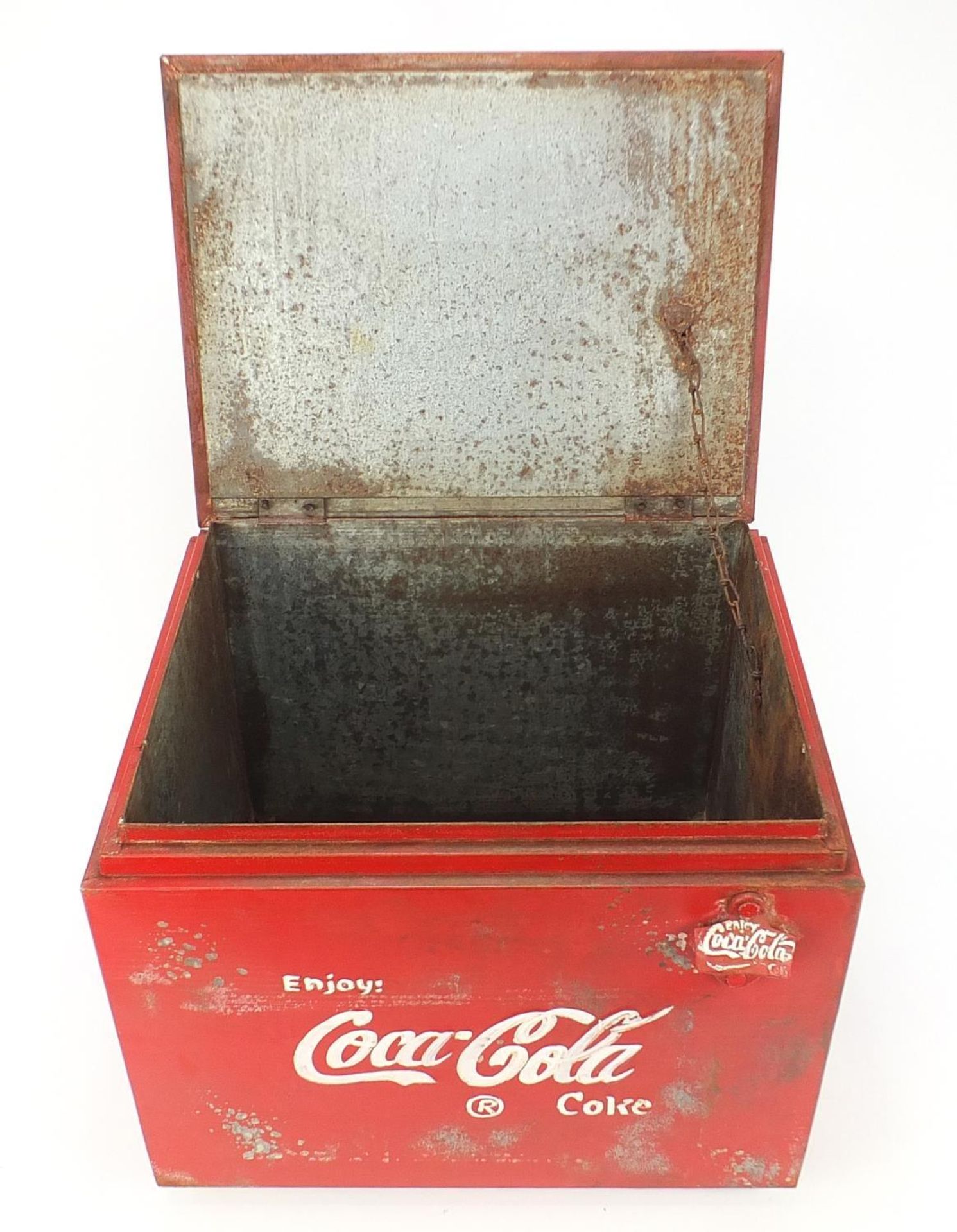 Advertising Coca Cola design ice cooler, 37.5cm H x 45.5cm W x 37cm D : - Image 4 of 5