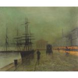 Street scene beside a port, Victorian style oil on board, framed, 60cm x 50cm excluding the frame :