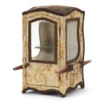 Georgian style display case of small proportions in the form of a sedan chair with bevelled glass,