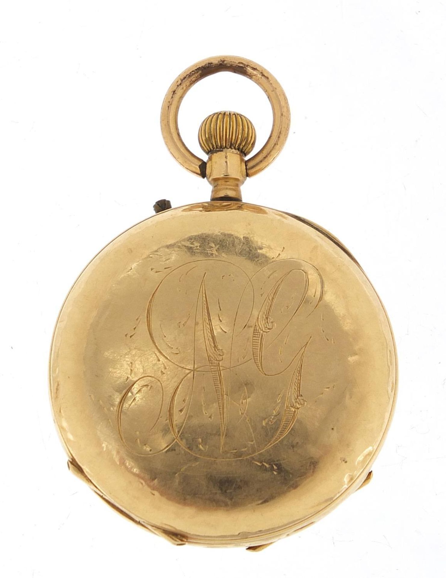 French gold ladies pocket watch with enamel dial, 33mm in diameter, 29.5g : - Image 4 of 4