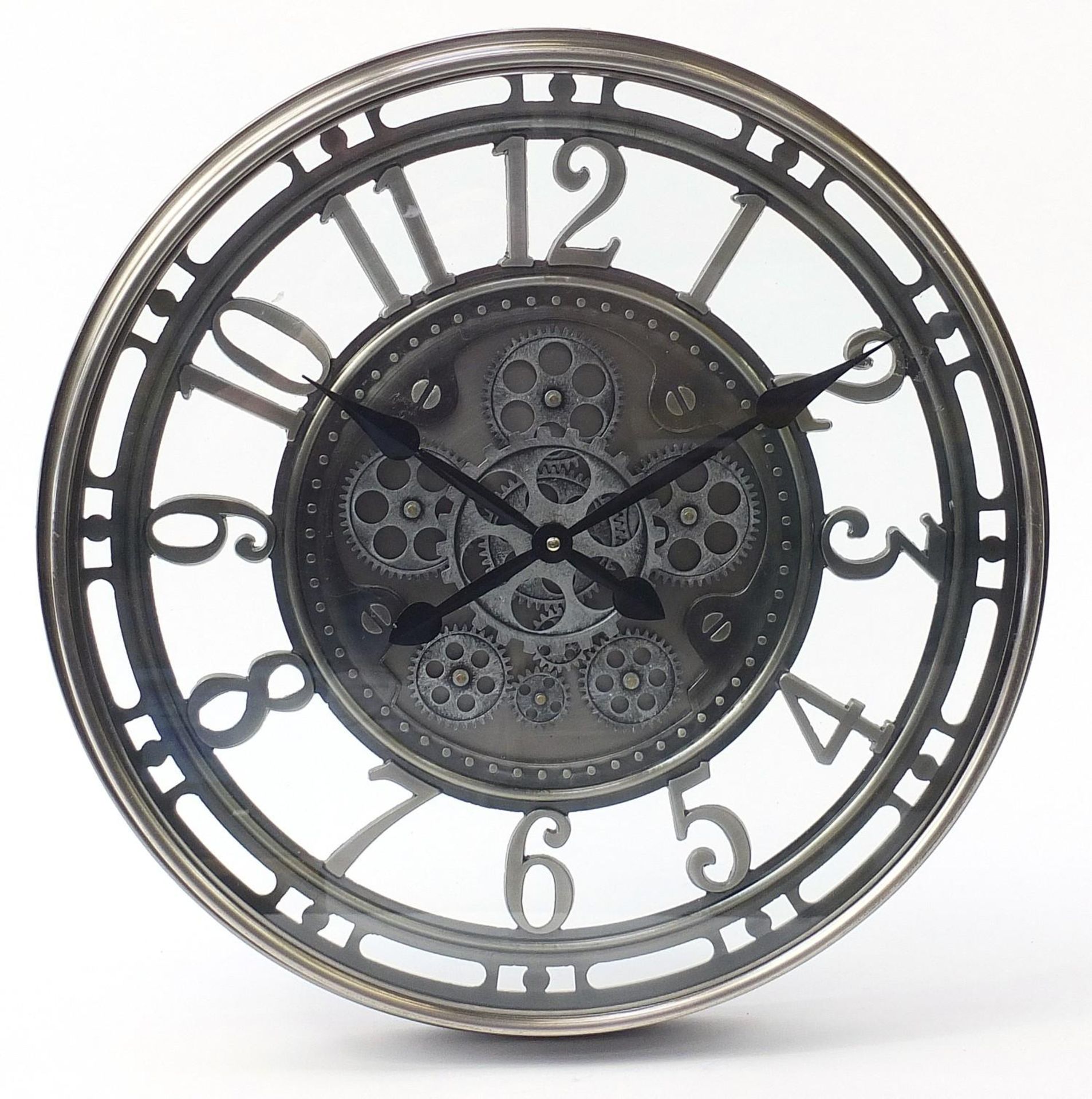 Modernist skeleton design wall clock with Arabic numerals, 52cm in diameter :