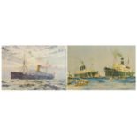 After Charles Dixon and H K Rooke - Cruise liners, two shipping interest prints in colour, each