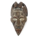 African tribal interest carved wood face mask, 38.5cm high :