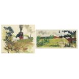 D Dawson - Steam railway locomotives, two signed gouaches, each mounted, framed and glazed, 20cm x
