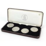 Victorian specimen double florin set with fitted case comprising years 1887, 1888, 1889 and 1890 :