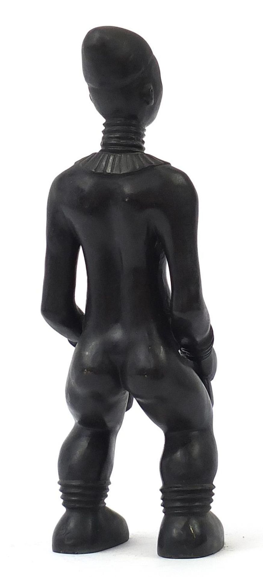 Tribal interest patinated bronze figure of a nude tribeswoman, 36cm high : - Bild 2 aus 3