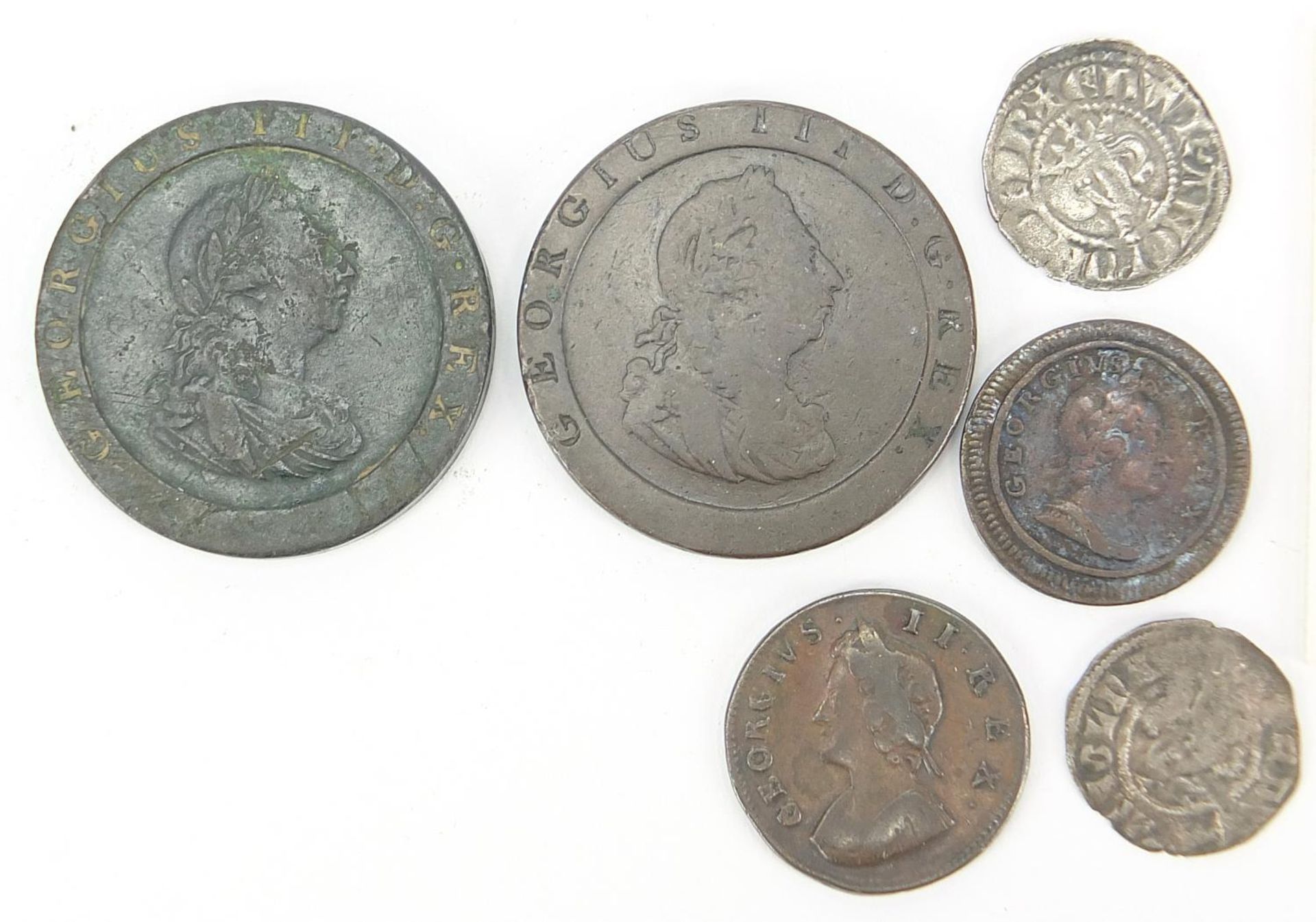 Hammered and later British coinage, some silver, including two Edward I pennies and George III - Bild 2 aus 6