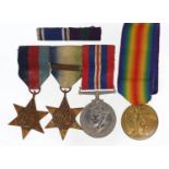 British military World War I and World War II four medal group including a Victory medal awarded