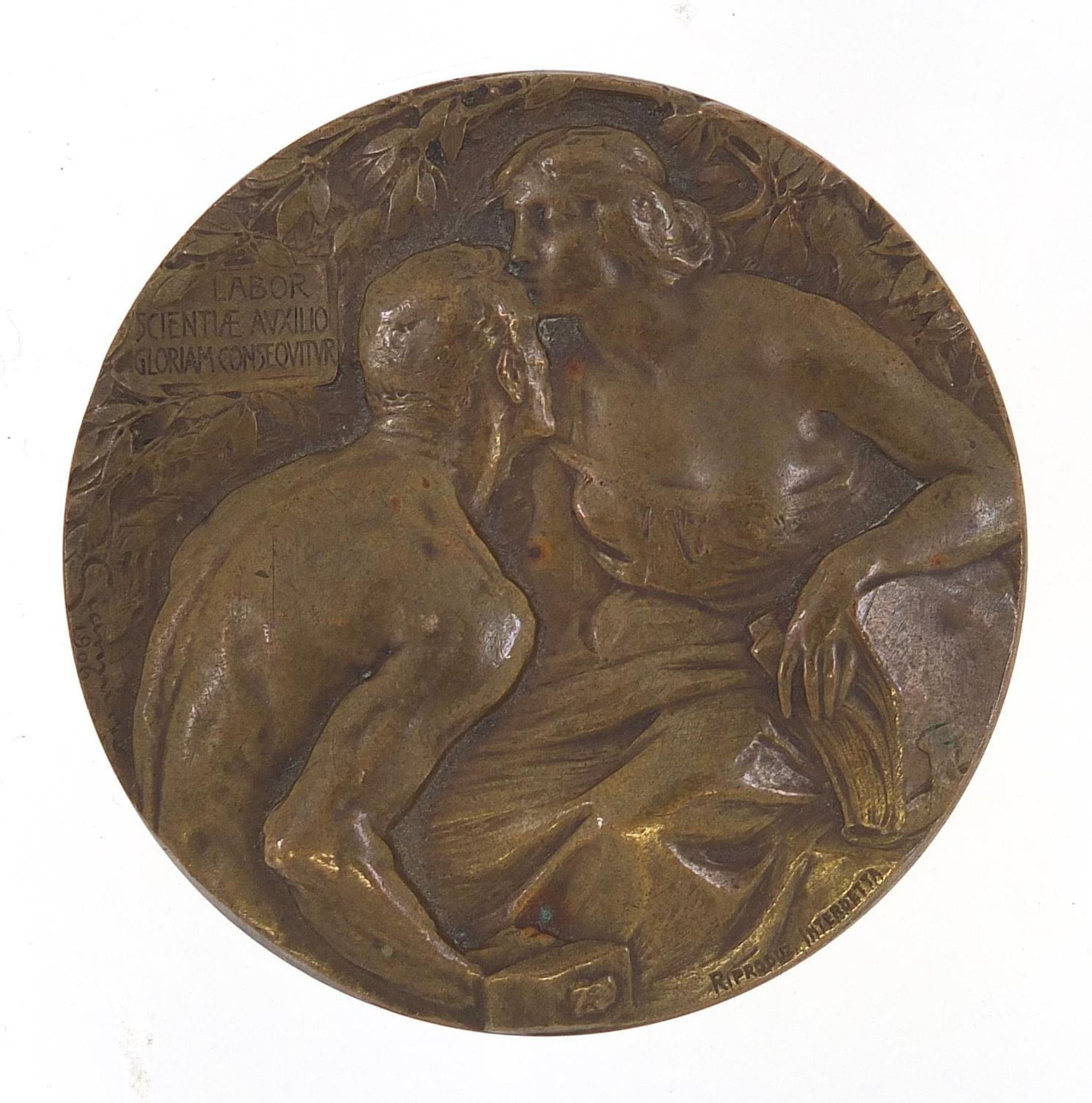 1906 Milan exhibition bronze medallion, 6cm in diameter :