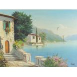Italian bay, Continental school oil on canvas, indistinctly signed, possibly Bonelli, mounted and