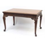 Chippendale design mahogany centre table with secret frieze drawer carved with flowers, 78cm H x