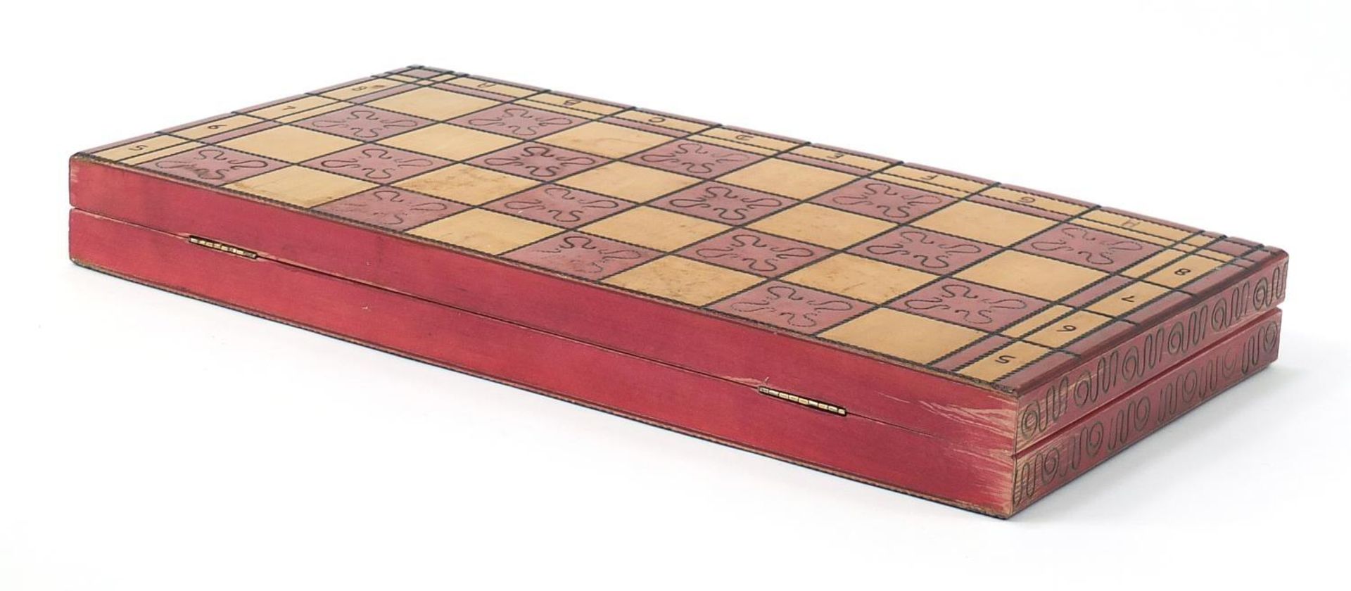 Carved hardwood chess set with folding chess board, the board 54cm x 54cm : - Image 9 of 9