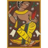 Female goddess, Indian school gouache, framed and glazed, 34.5cm x 24.5cm excluding the frame :