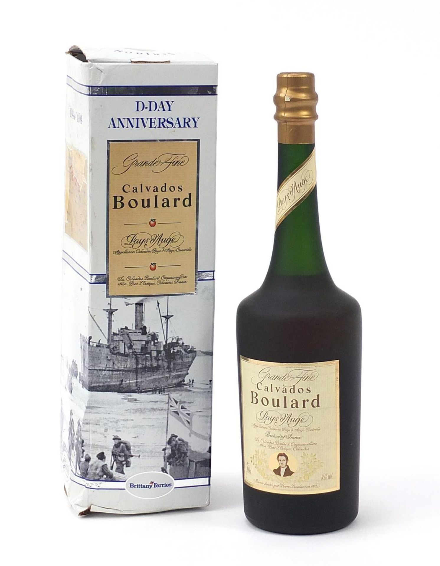 One litre bottle of D-Day anniversary Calvados Boulard with box :