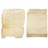 Two antique hand written letters including one titled Peace with France signed by Joseph Cox :