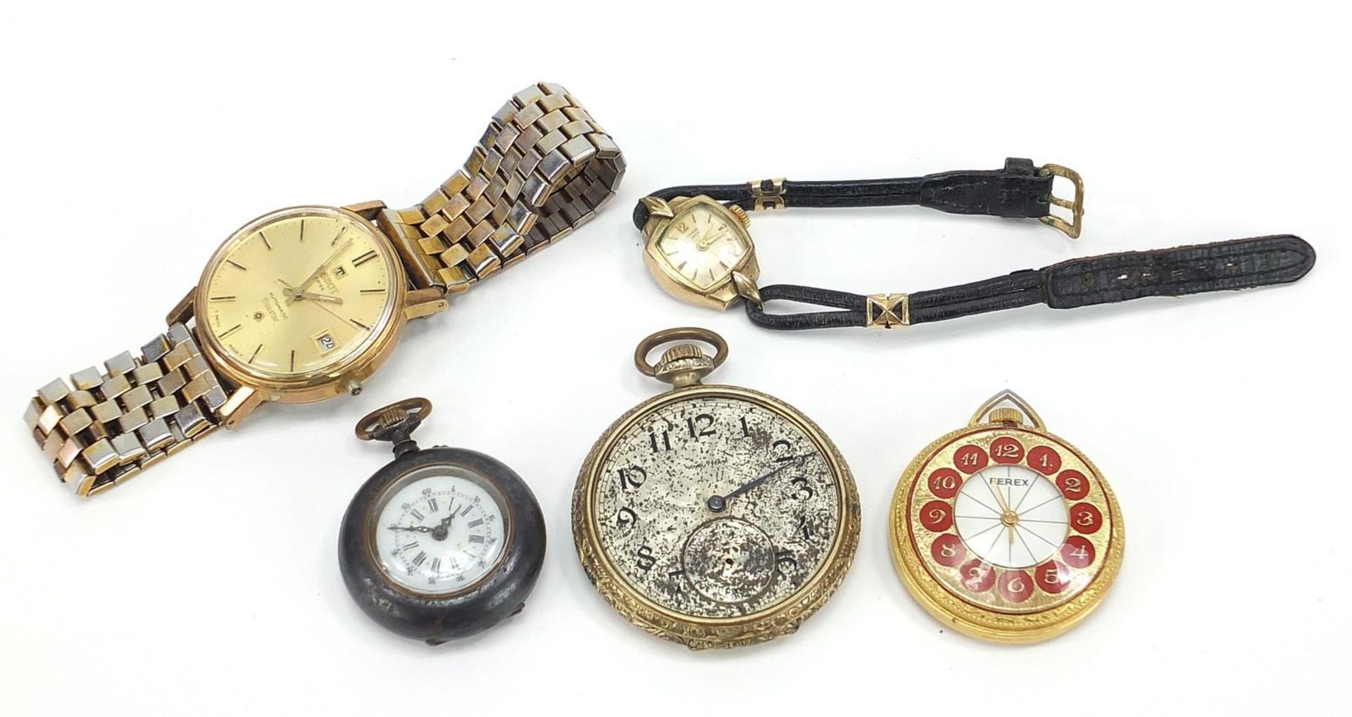 Vintage and later watches including Tissot Seastar, Waltham, Junghans and a gun metal pocket watch :