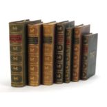 Seven 19th century leather bound hardback books comprising Lady of the Lake, Goldsmith's Poetical