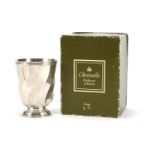 Christofle, French silver plated beaker with writhen body and box, 9cm high :