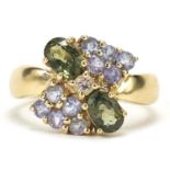 9ct gold multi gem ring, size N, 3.7g :