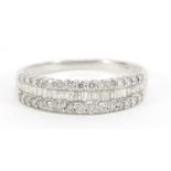 9ct white gold diamond half eternity ring, 1.0 carat in total, size W, 2.9g :