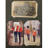 Good album of early 20th century postcards arranged in an album, some military interest including