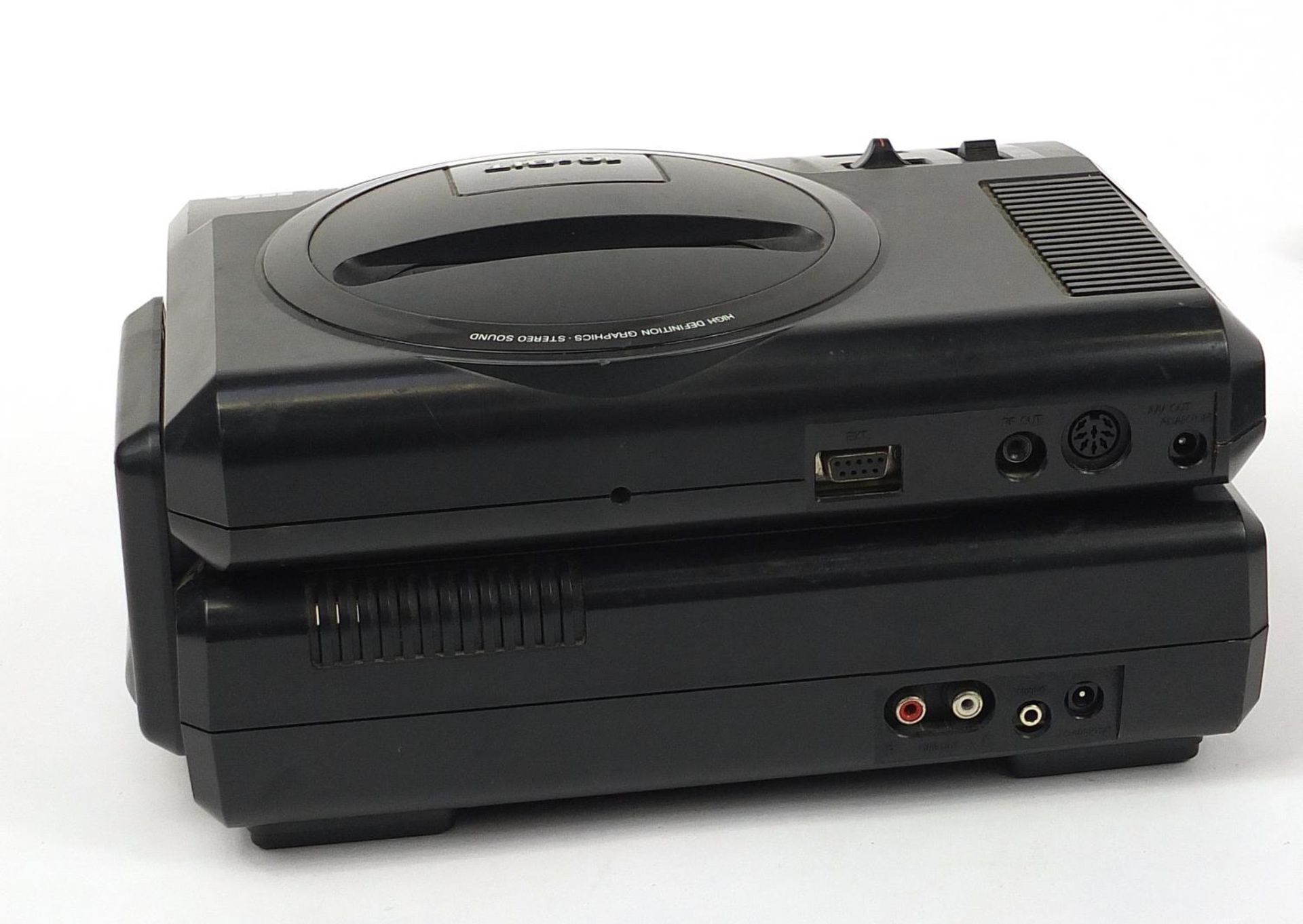 Sega Mega Drive games console with Mega-CD converter and controllers : - Image 4 of 4