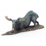 Large Modernist patinated bronze study of a moose, 60cm in length :