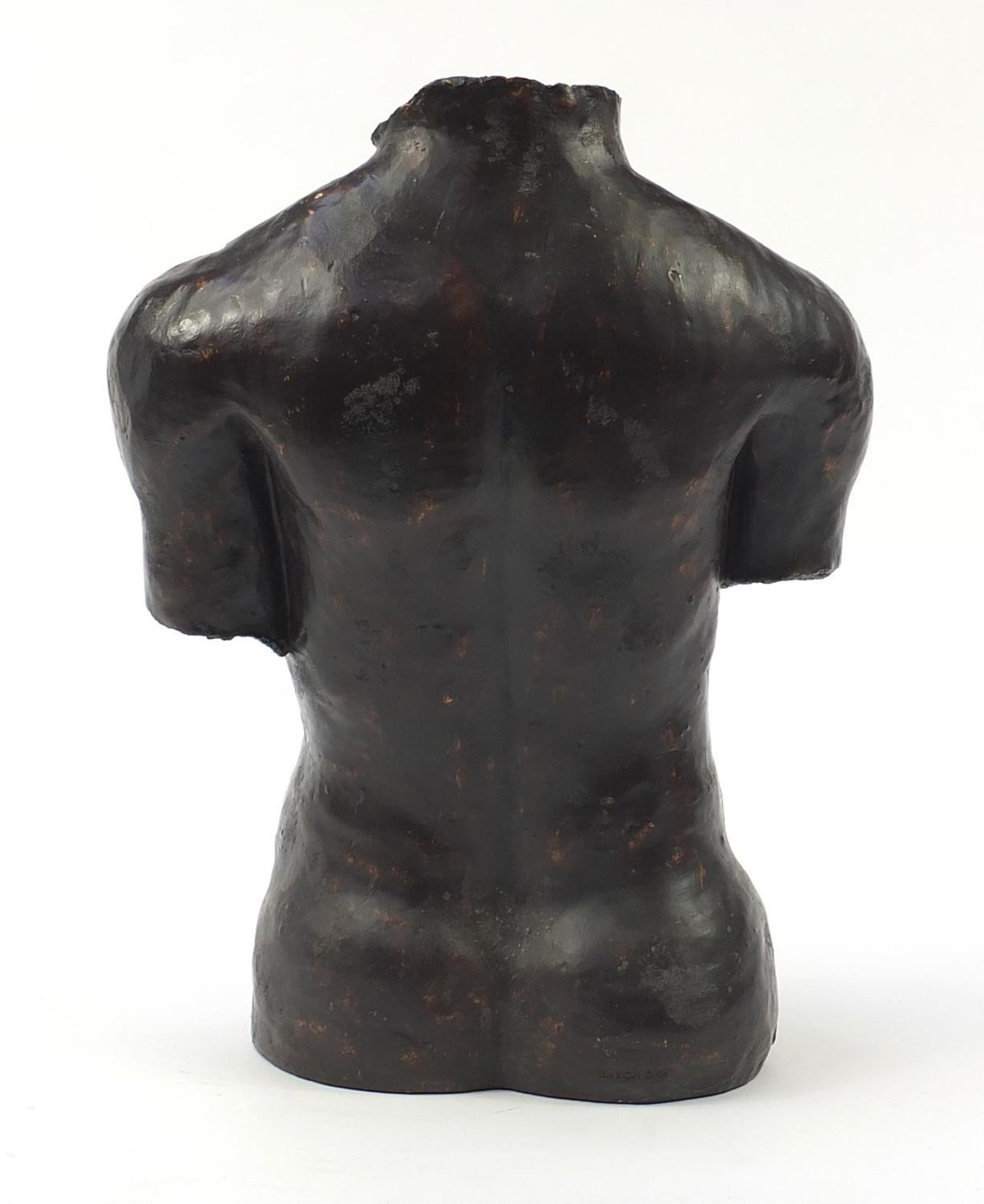 Large bronzed sculpture of a male torso, 54.5cm high : - Bild 2 aus 3