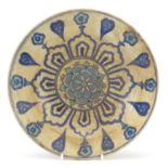 Turkish Kutahya plate hand painted with flowers, possibly Ottoman, 21cm in diameter :
