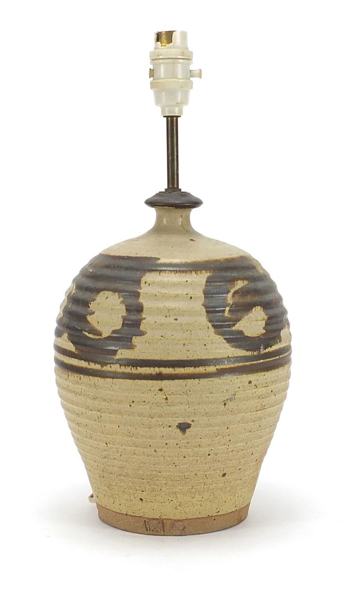 Studio pottery table lamp, impressed initials around the footrim, 39cm high :