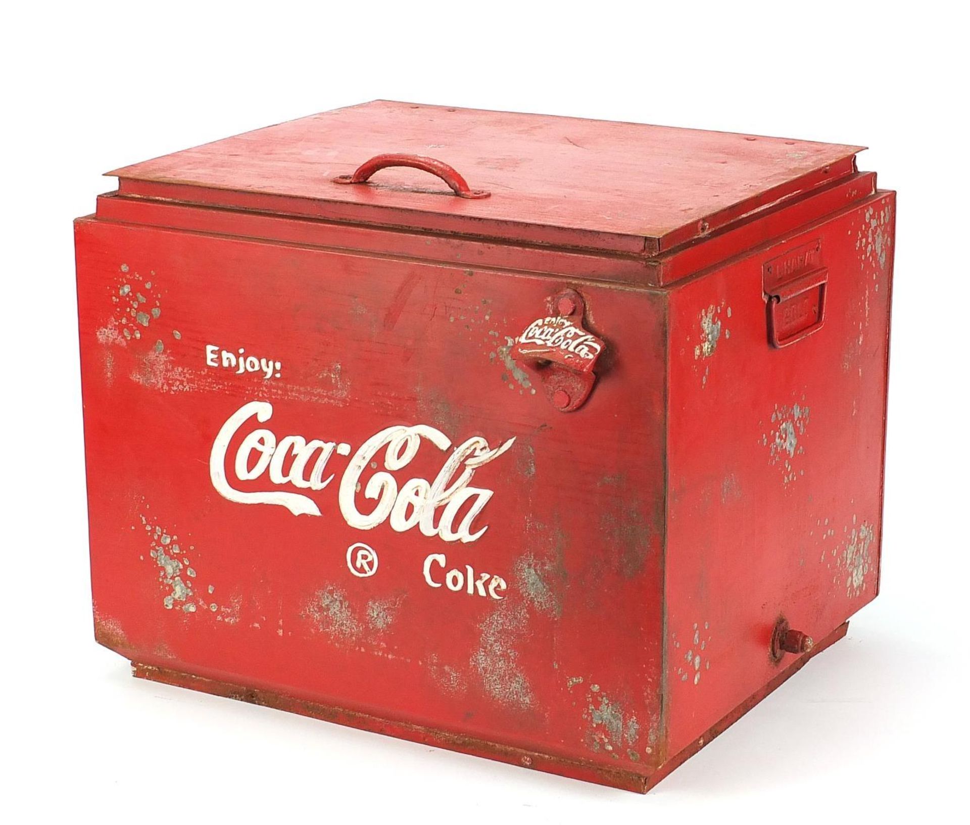 Advertising Coca Cola design ice cooler, 37.5cm H x 45.5cm W x 37cm D :