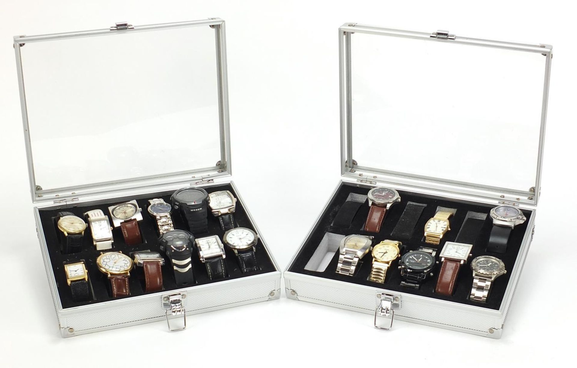 Twenty vintage and later gentlemen's wristwatches including Accurist, Lorus and Sekonda housed in