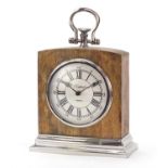 Oversized hardwood pocket watch design desk clock with chromed mounts, 34cm high :