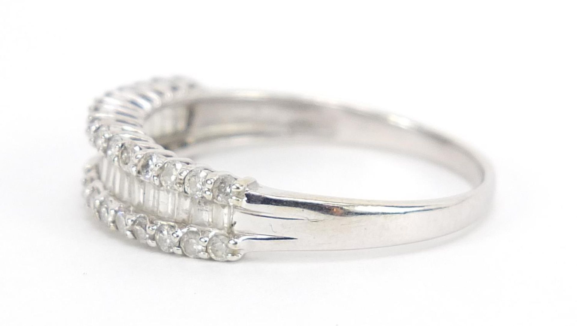 9ct white gold diamond half eternity ring, 1.0 carat in total, size W, 2.9g : - Image 2 of 4