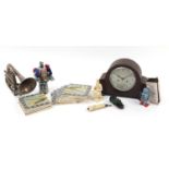 Sundry items including Enfield chiming mantle clock, silver plated musical instrument, Hornby 00